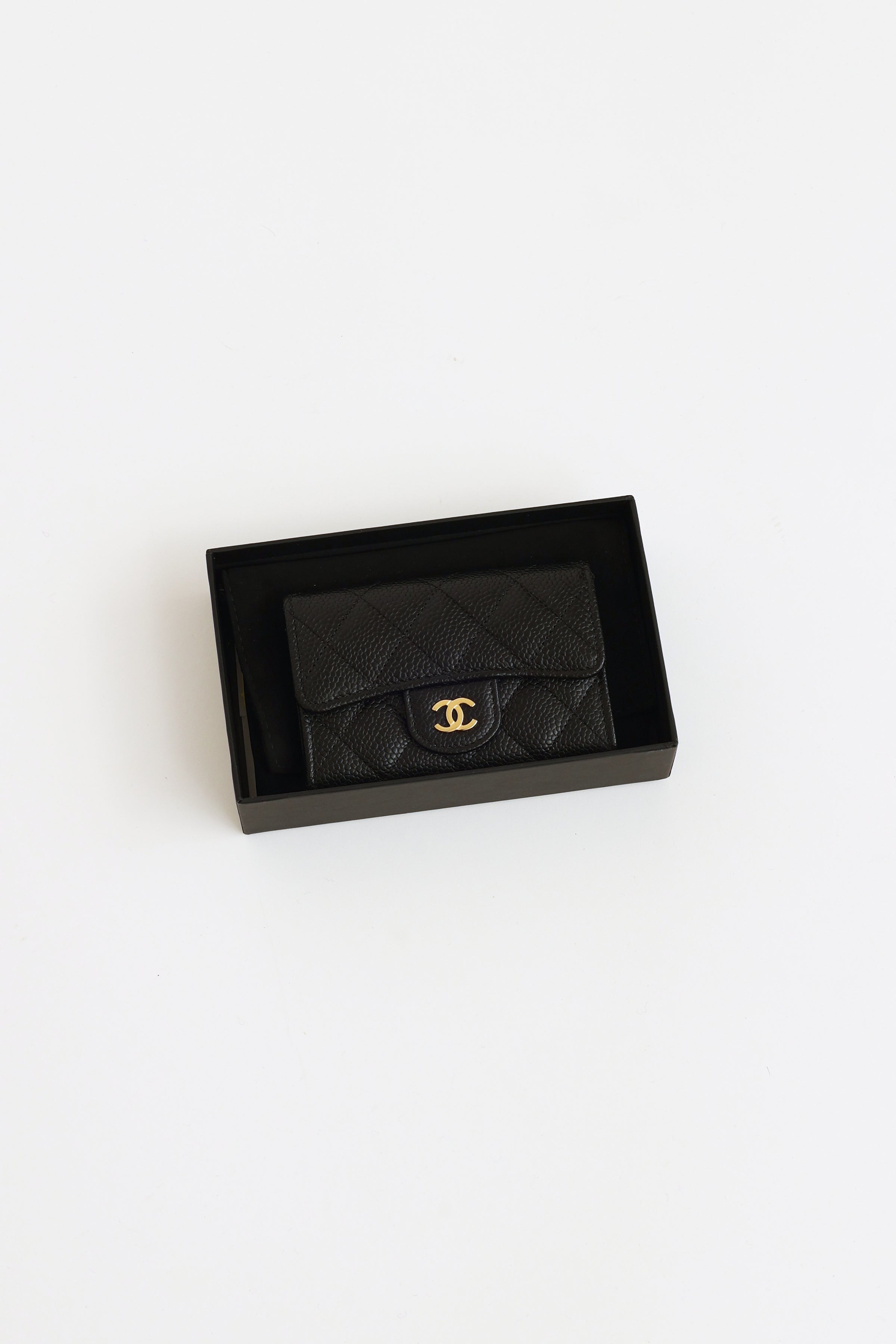 chanel classic flap card holder caviar black