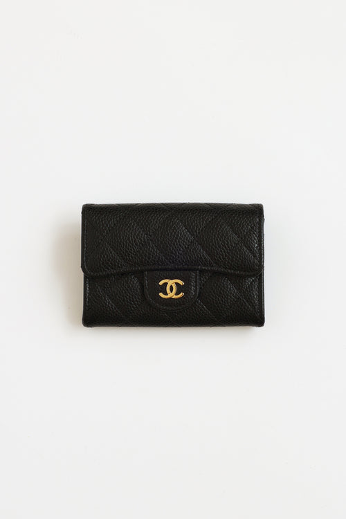 Chanel 2022 Black Classic Caviar Flap Wallet