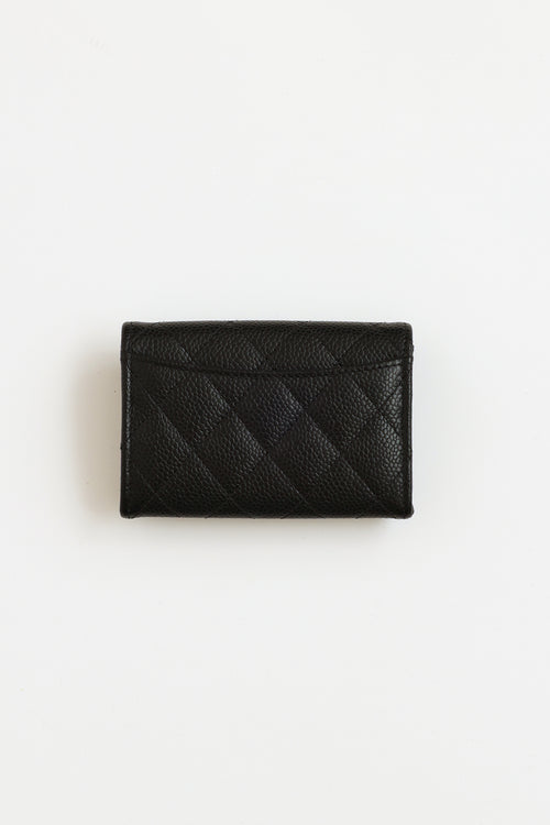 Chanel 2022 Black Classic Caviar Flap Wallet
