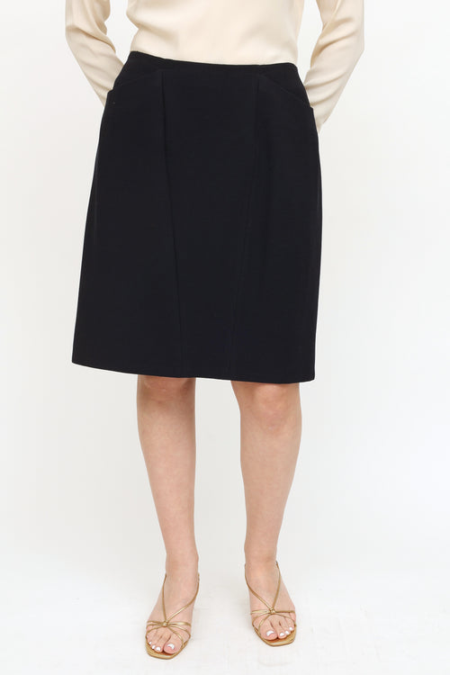 Chanel Navy Wool Pencil Skirt