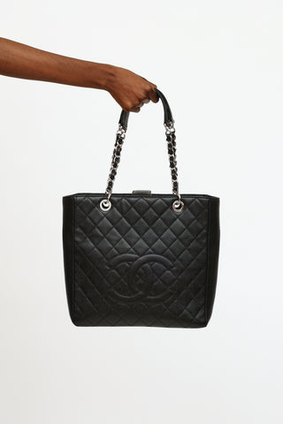 Chanel Black GST Quilted Caviar Leather Tote Bag