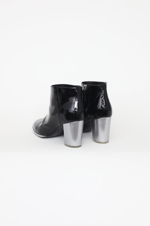 Chanel Black & Silver Ankle Boots