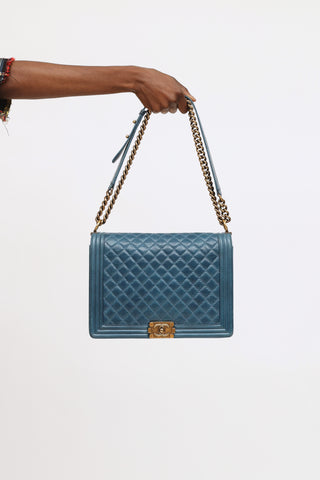 Chanel Blue Quilted XL Boy Bag