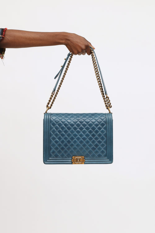 Chanel Blue Quilted XL Boy Bag