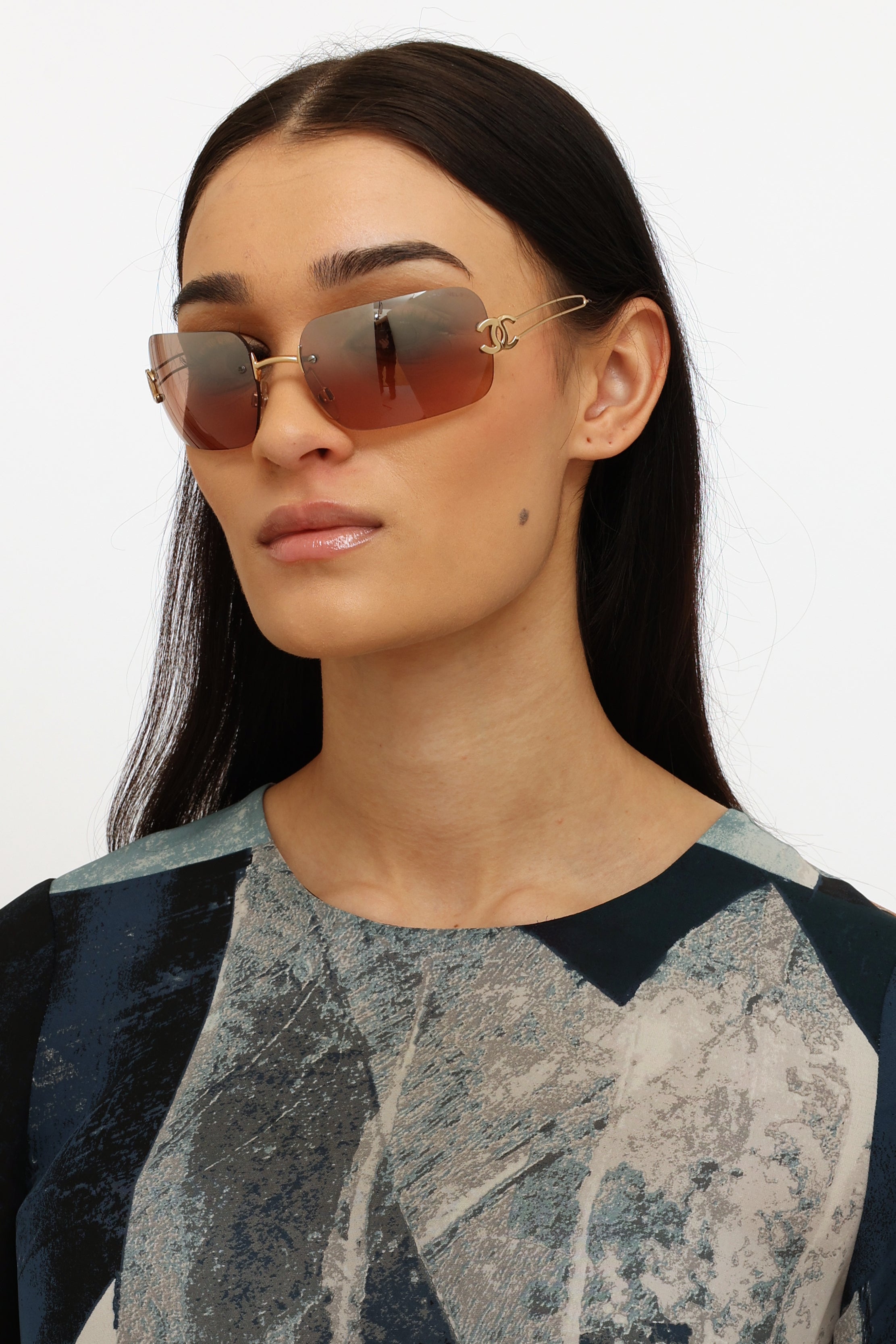 Chanel // Brown CC Rimless Sunglasses – VSP Consignment