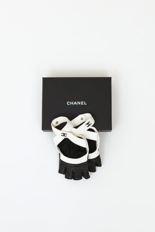 Chanel  Black & White Leather Driving Glove