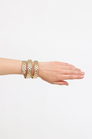 Chanel Gold Plated Quilted Spiral Cuff
