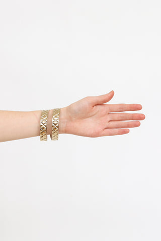  Gold Plated Quilted Spiral Cuff