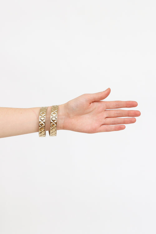  Gold Plated Quilted Spiral Cuff
