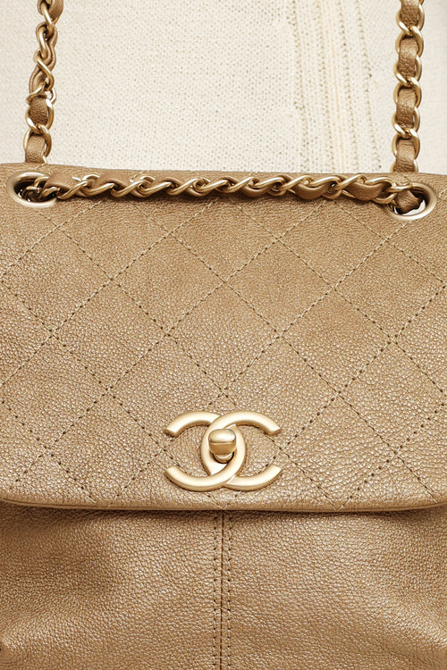 Chanel 2013 Gold Grained Trianon Messenger Bag