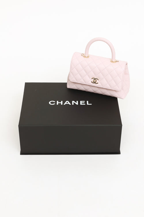 Chanel 2022 Rose Clair Small Coco Handle Flap Bag