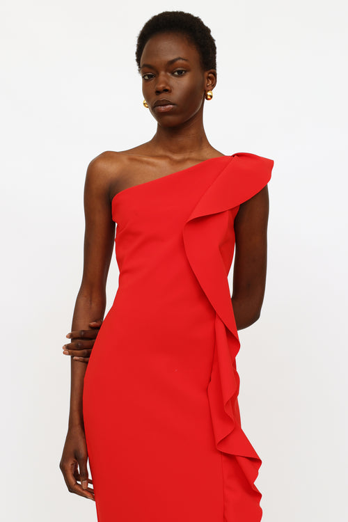 Chiara Boni Red One-Shoulder Gown