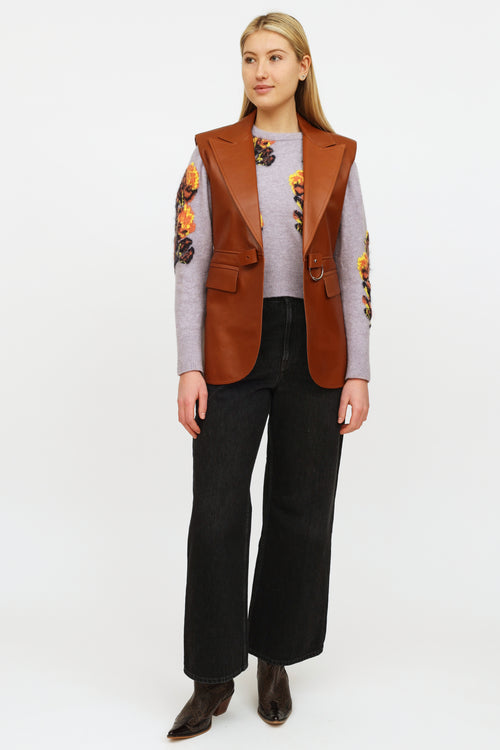 Chloé Brown Leather Buckle Vest