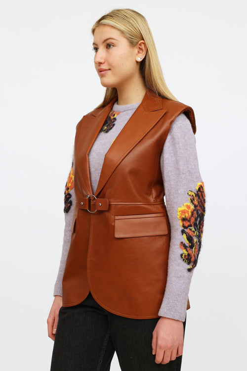 Chloé Brown Leather Buckle Vest