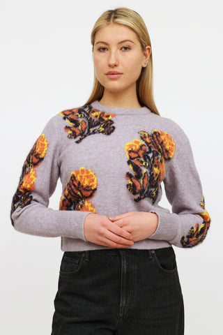 Chloé Purple & Multicolour Floral Cropped Sweater