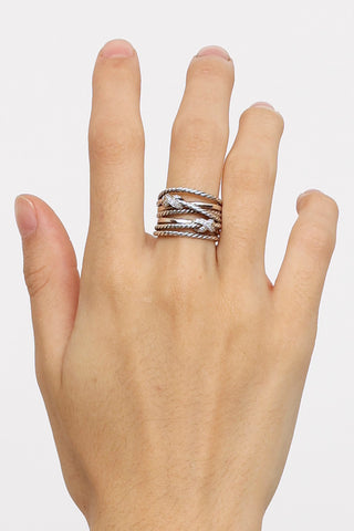 David Yurman Sterling Silver Double X Crossover Rope Ring