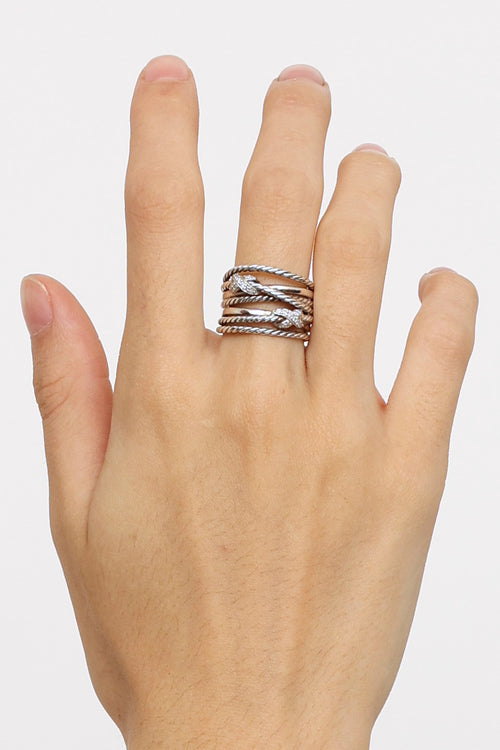 David Yurman Sterling Silver Double X Crossover Rope Ring