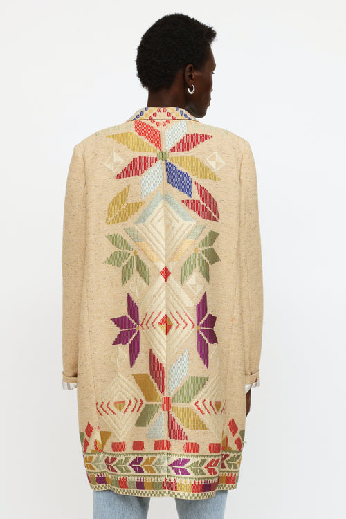 Etro Beige Embroidered Pattern Coat