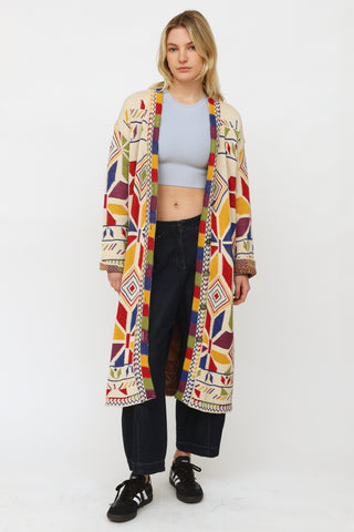 Etro Multicolored Geometric Knit Cardigan