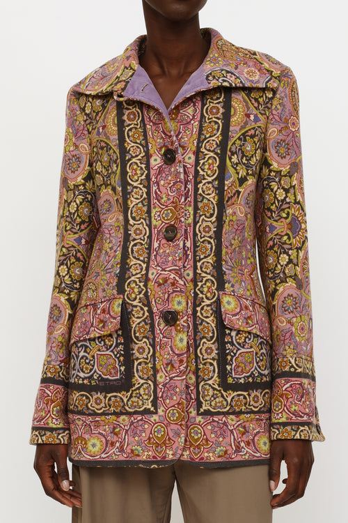 Etro Multicolored Floral Wool Blend Jacket