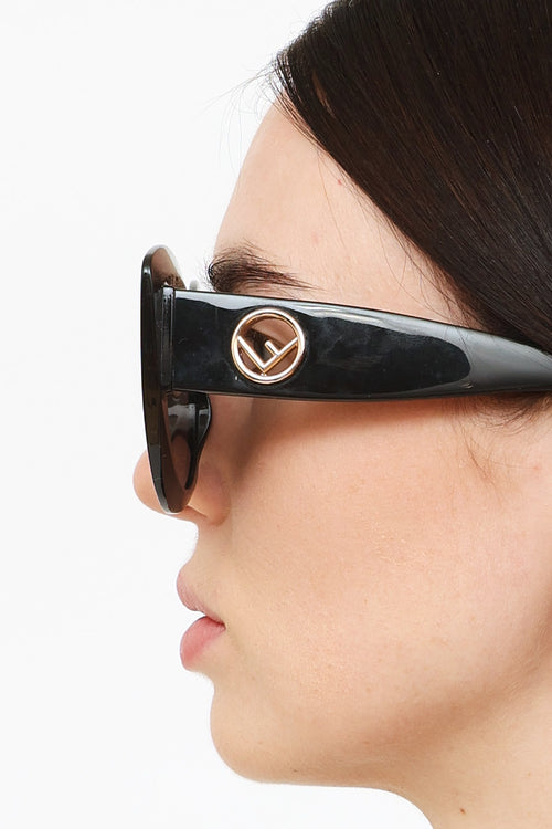 Fendi Black Zucca Cateye Sunglasses