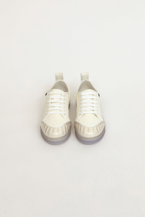 Fendi White Canvas FF Promenade Embellished Sneakers
