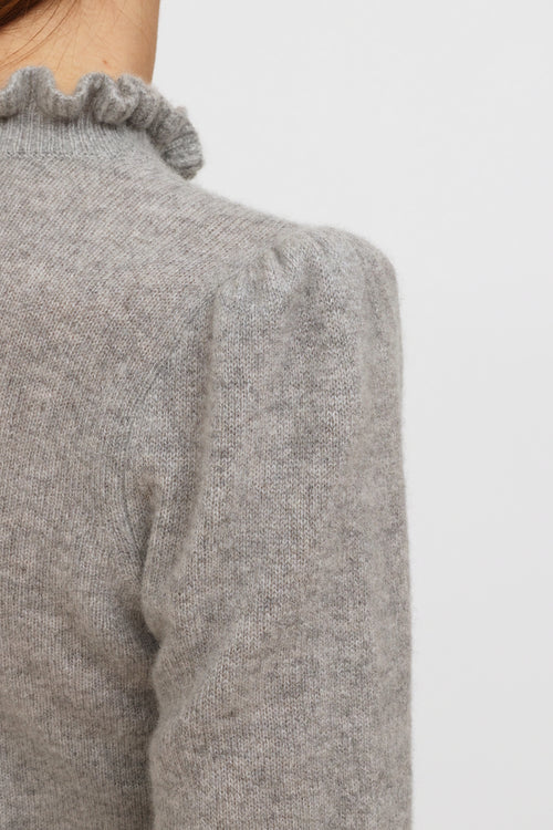 Frame Grey Cashmere Ruffle Collar Sweater