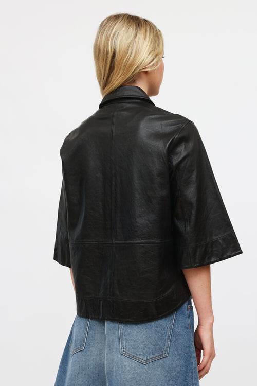 Ganni Black Oversized Leather Jacket