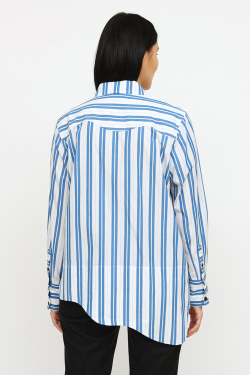 Ganni Blue & White Stripe Button Up Shirt