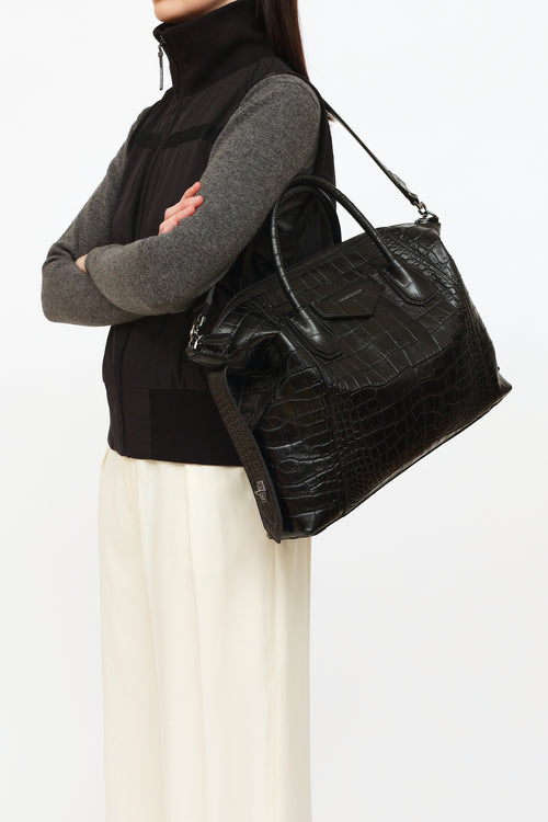Givenchy Black Embossed Antigonia Medium Soft Bag