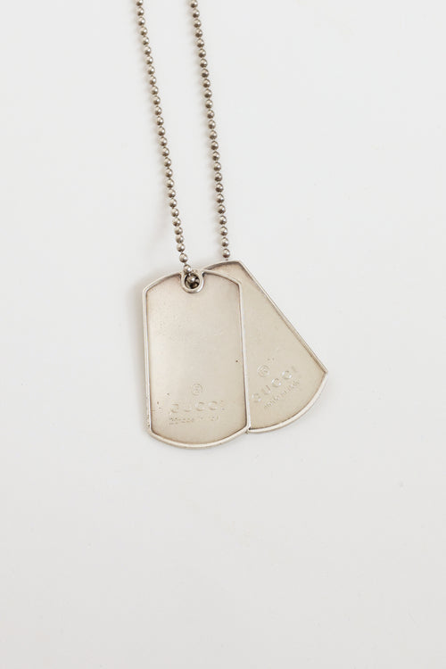 Gucci Sterling Silver Dog Tag Pendant Necklace