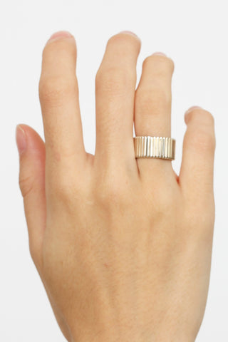 Gucci Sterling Silver Horizontal Stripe Band Ring