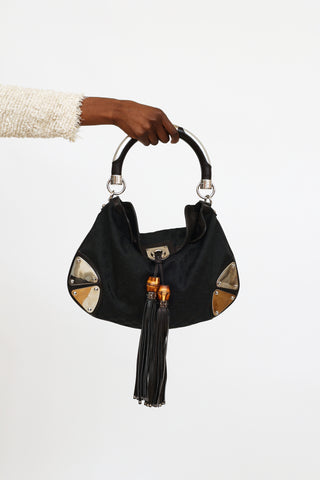Gucci Black Canvas GG Supreme Indy Babouska Bag