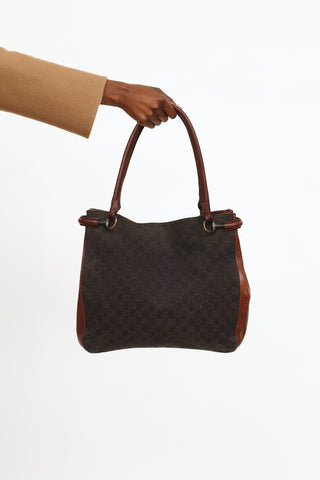 Gucci Brown Monogram Canvas & Leather Tote Bag