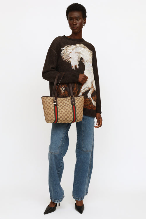 Gucci GG Canvas Web Jolicoeur Tote Bag