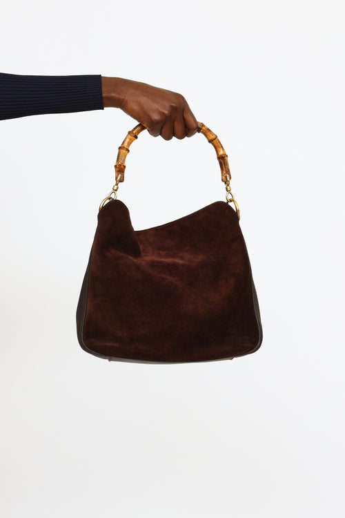 Gucci Brown Suede Bamboo Bag