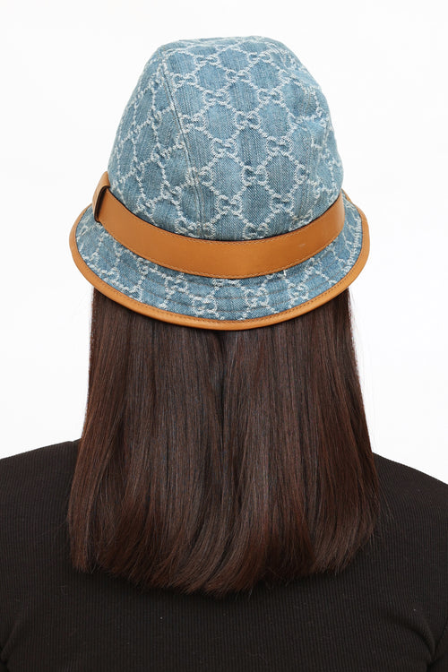 Gucci Denim & Leather Monogram Bucket Hat