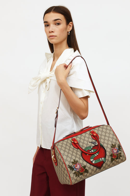 Gucci GG Supreme Embroidered Boston Bag