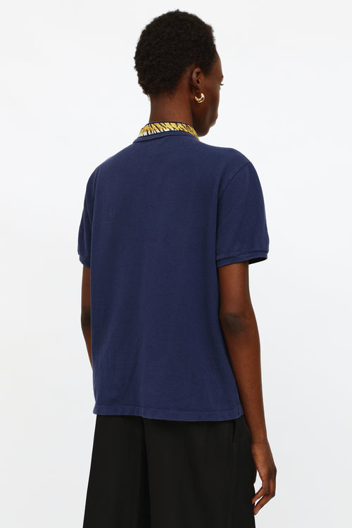 Gucci Navy Embroidered Polo Shirt