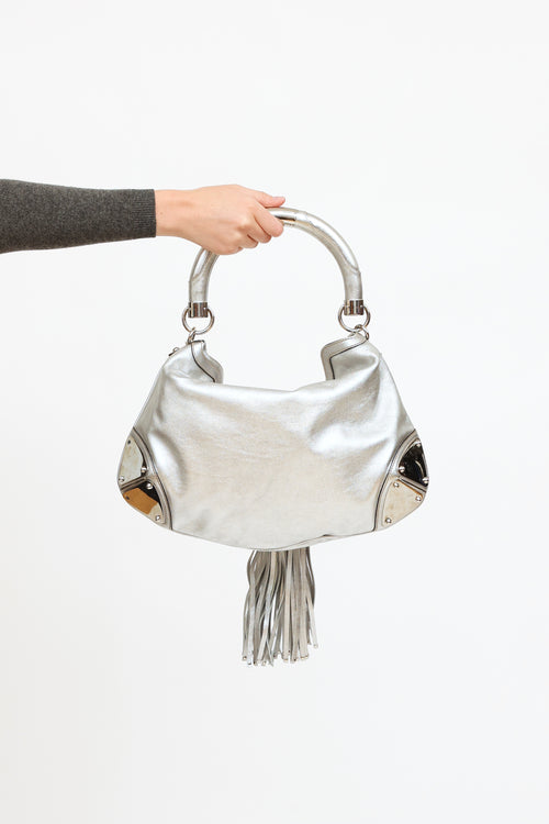 Gucci Silver Leather Babouska Indy Bag