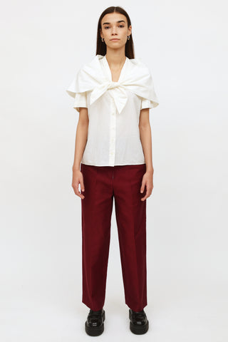 Gucci White Tie Back Button Up Blouse