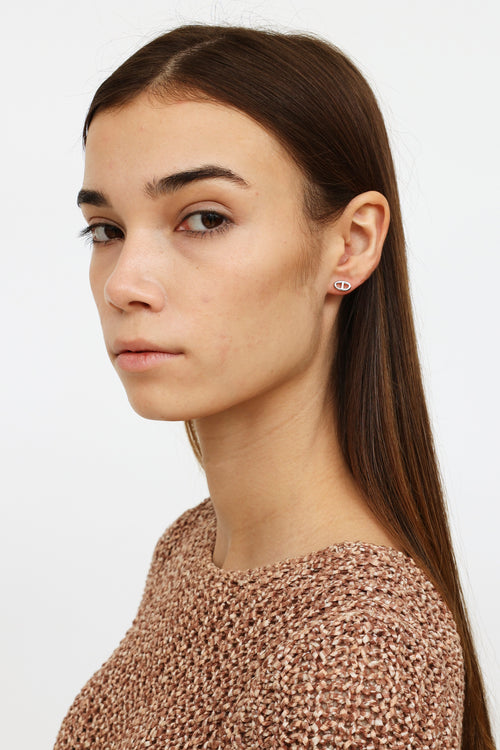 Hermès Silver Chain d'Ancre Stud Earring