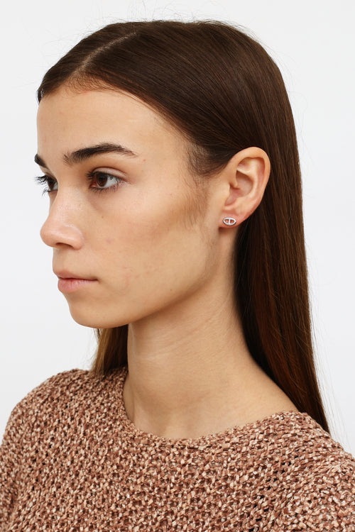 Hermès Silver Chain d'Ancre Stud Earring