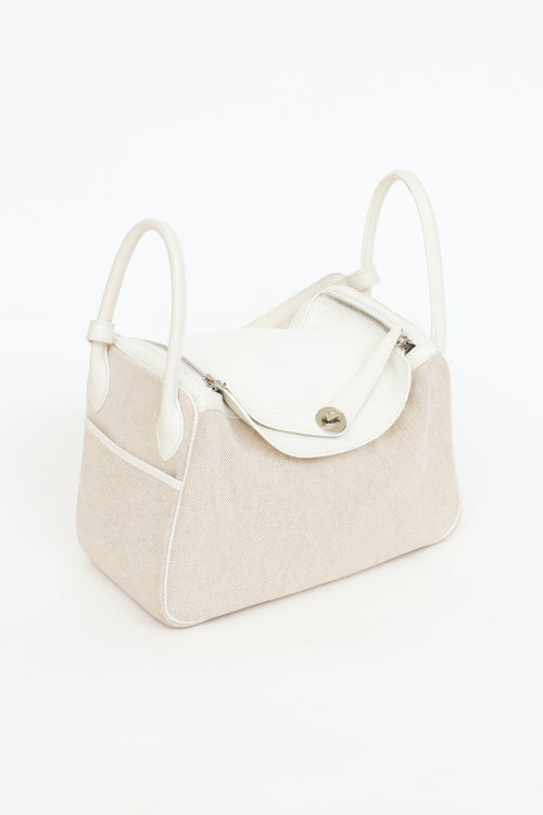 Hermès White Toile Lindy 30 Bag