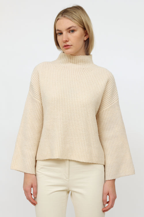 InWear Cream Knit Mock Neck Sweater