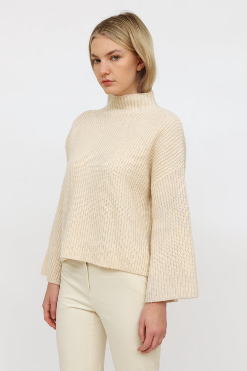 InWear Cream Knit Mock Neck Sweater