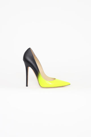 Jimmy Choo Neon Yellow & Black Ombré Pumps