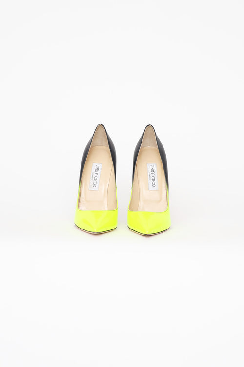 Jimmy Choo Neon Yellow & Black Ombré Pumps