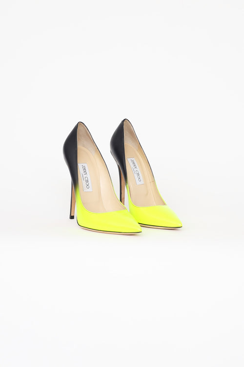 Jimmy Choo Neon Yellow & Black Ombré Pumps