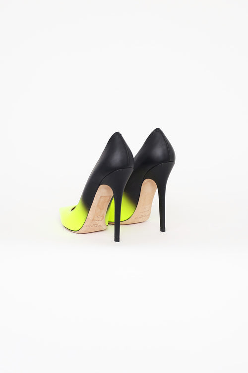 Jimmy Choo Neon Yellow & Black Ombré Pumps